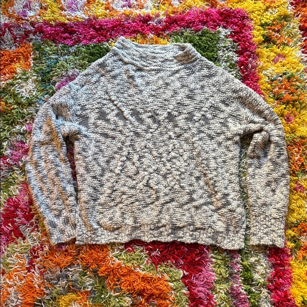 Michael Stars Black and White Women's Mock-Neck Knit Sweater